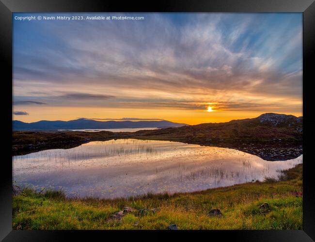 Sunrise over a Lochan Isle of Harris. Framed Print by Navin Mistry
