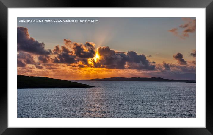 Sunset over Taransay Framed Mounted Print by Navin Mistry