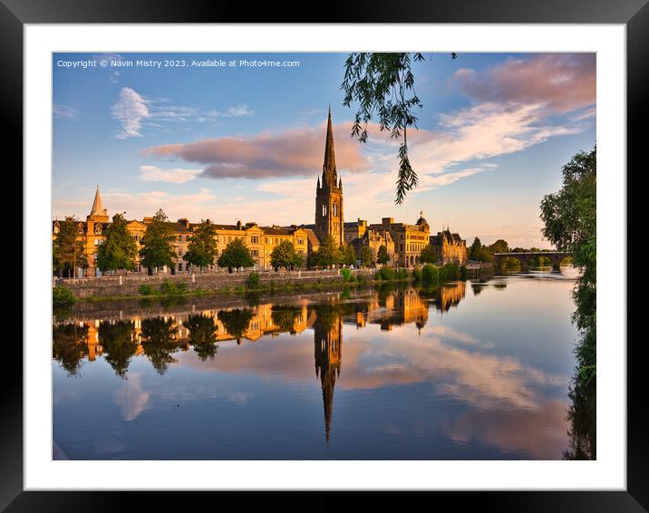 Reflections of Perth Scotland and the River Tay   Framed Mounted Print by Navin Mistry