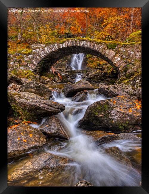 Autumn at the Roman Bridge, Glen Lyon, Perthshire  Framed Print by Navin Mistry