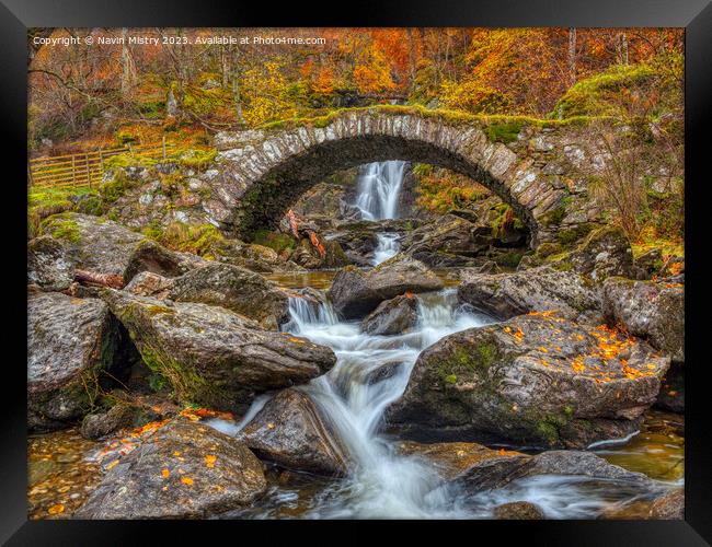 Autumn at the Roman Bridge, Glen Lyon, Perthshire  Framed Print by Navin Mistry