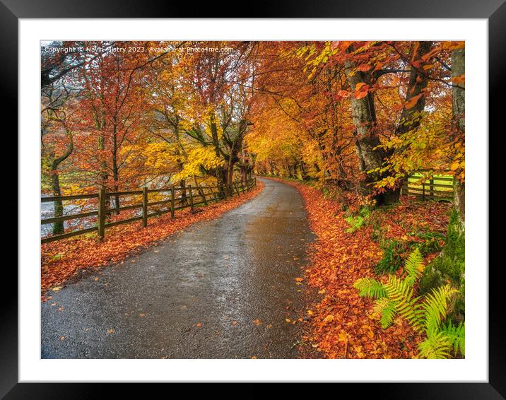 Autumn and the Road through Glen Lyon Framed Mounted Print by Navin Mistry