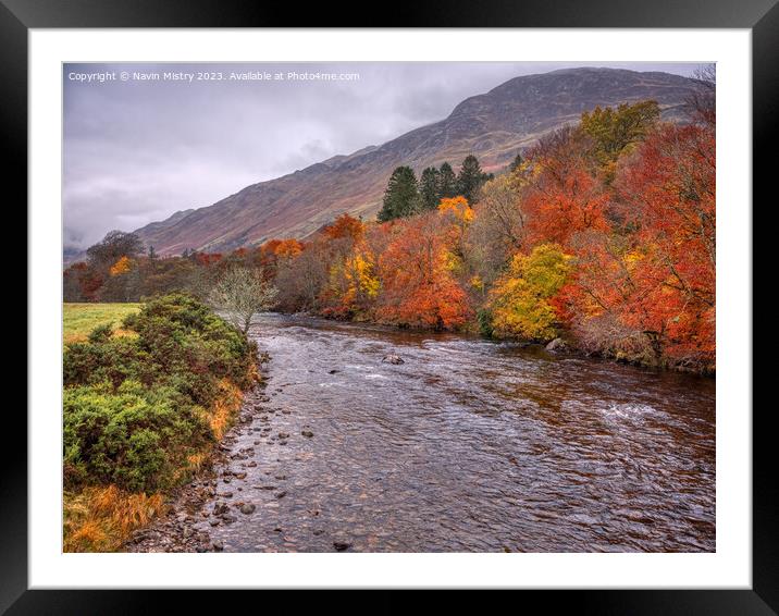 The River Lyon and the Autumn Colours Framed Mounted Print by Navin Mistry