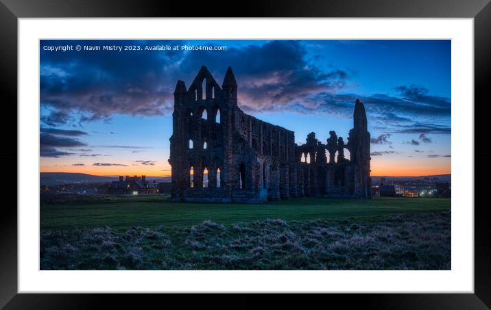 Whitby Abbey Sunset Framed Mounted Print by Navin Mistry