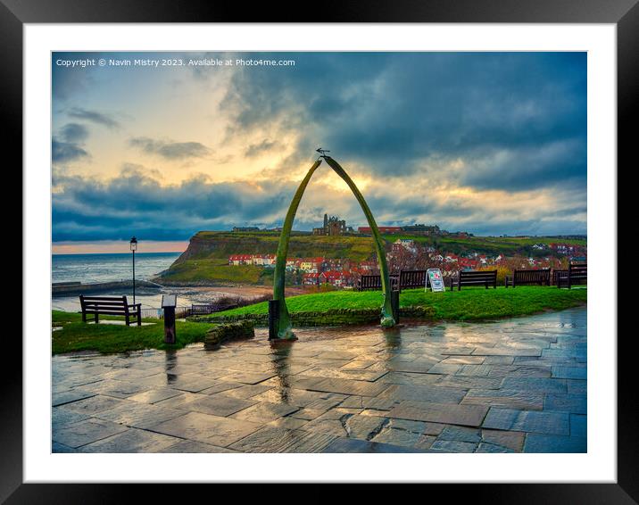 Whitby Whale Bone Arch Framed Mounted Print by Navin Mistry