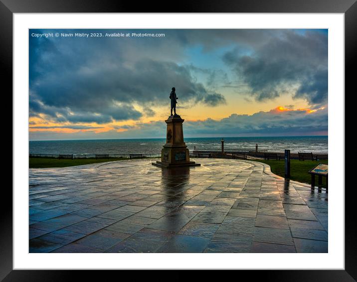 Sunrise at the Captain Cook Memorial at Whitby Framed Mounted Print by Navin Mistry