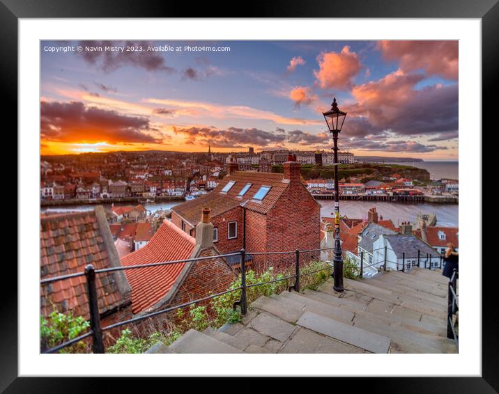 Whitby 199 Steps  Framed Mounted Print by Navin Mistry