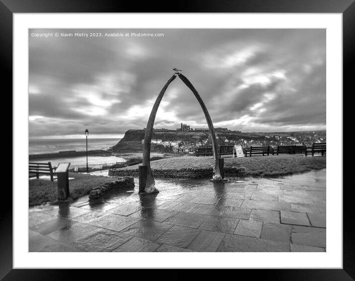 Whitby Whale Bones Arch Framed Mounted Print by Navin Mistry