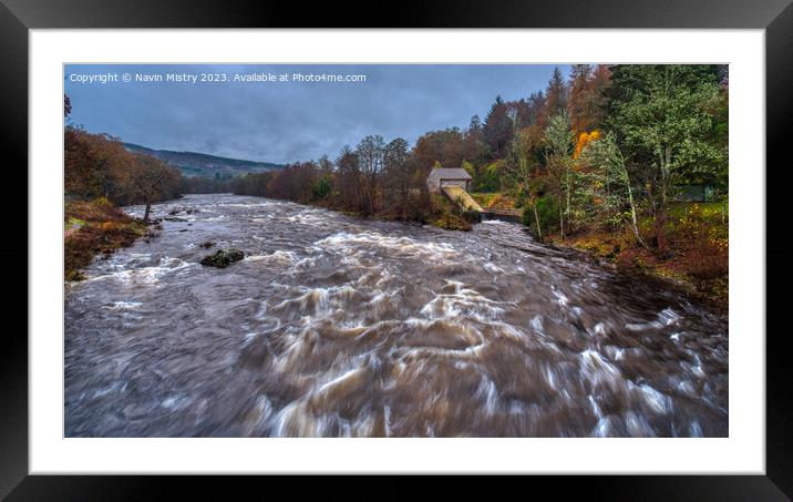 Rapids of River Tay at Grandtully Framed Mounted Print by Navin Mistry