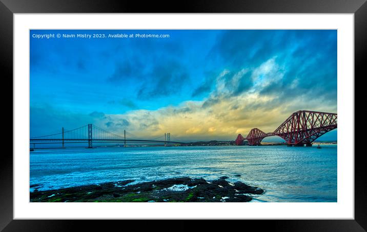 The Forth Bridges Framed Mounted Print by Navin Mistry