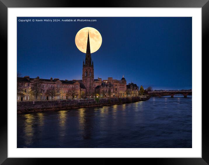 Super Moon Over Perth Framed Mounted Print by Navin Mistry