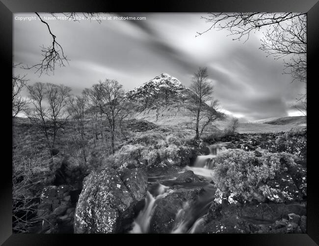 Infrared image of Buachaille Etive Mòr and the Riv Framed Print by Navin Mistry
