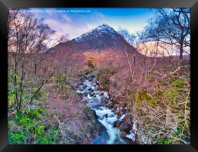 Buachaille Etive Mòr and the River Coupall Framed Print by Navin Mistry