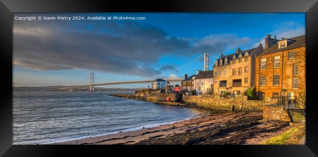 The Forth Road Bridge and North Queensferry Framed Print by Navin Mistry