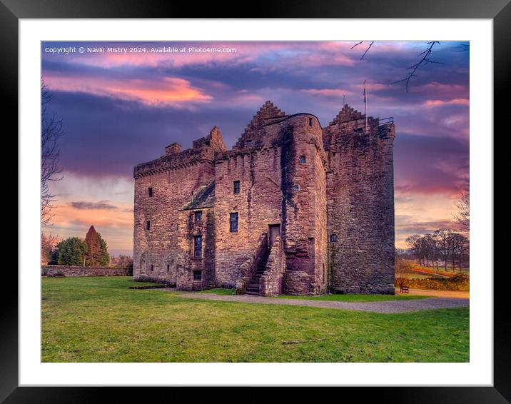 Dusk and Huntingtower Castle, near Perth Framed Mounted Print by Navin Mistry