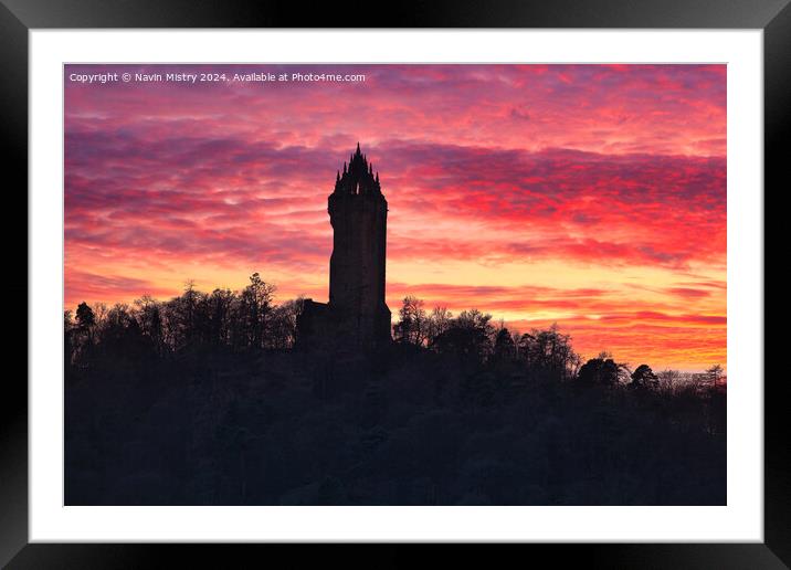 Sunset and the National Wallace Monument Framed Mounted Print by Navin Mistry