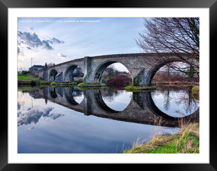 Stirling Old Bridge Reflections Framed Mounted Print by Navin Mistry