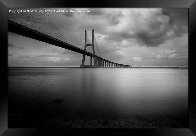 Vasco da Gama Bridge, Lisbon, Portugal  Framed Print by Navin Mistry