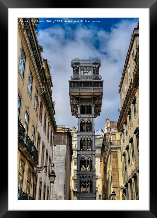 Santa Justa Lift, Lisbon, Portgual  Framed Mounted Print by Navin Mistry