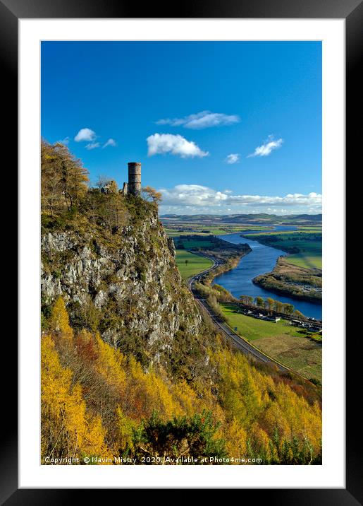 A View of Kinnoull Hill and the River Tay in Autum Framed Mounted Print by Navin Mistry