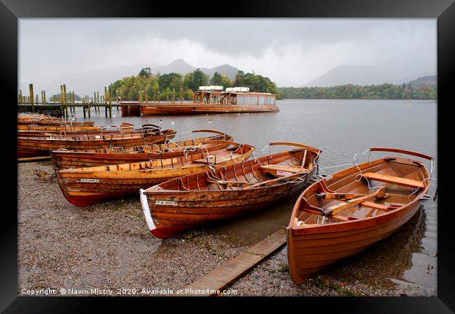 Boats on Derwent Water, Lake District, England  Framed Print by Navin Mistry