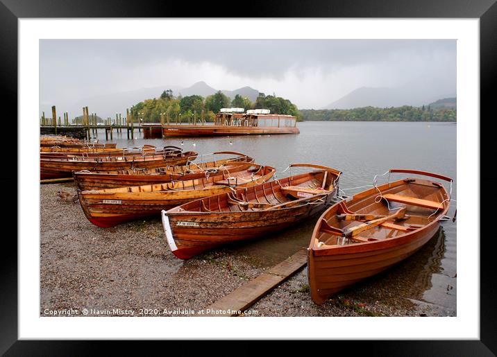 Boats on Derwent Water, Lake District, England  Framed Mounted Print by Navin Mistry