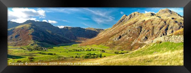 Great Langdale and the Langdale Pikes, Lake Distri Framed Print by Navin Mistry