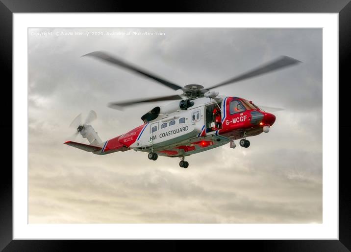 UK Coastguard Helicopter Sikorsky S-92  Framed Mounted Print by Navin Mistry