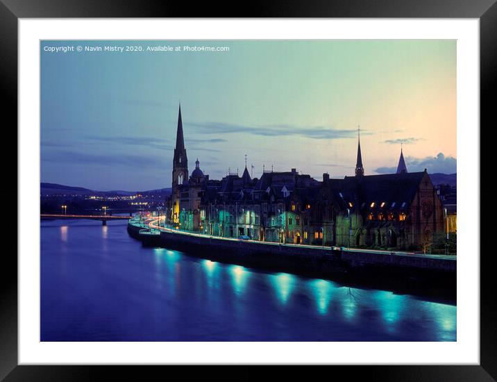 Perth and the River Tay, Scotland Framed Mounted Print by Navin Mistry
