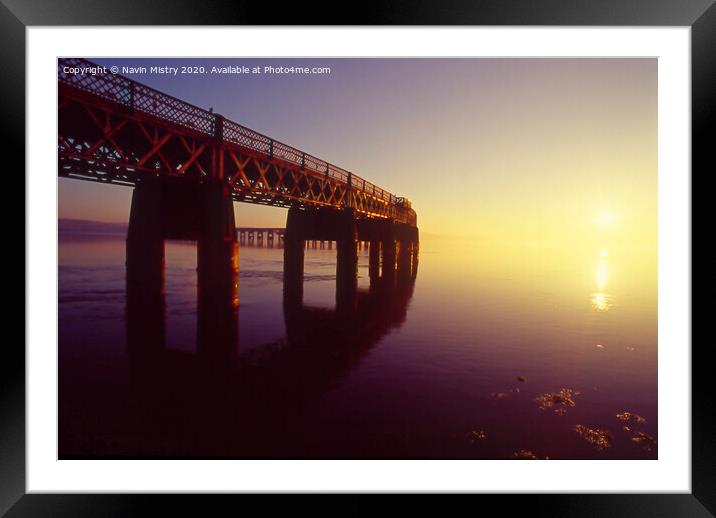 The Tay Bridge Dundee, at Sunset Framed Mounted Print by Navin Mistry