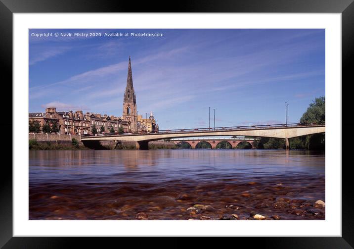 A view of the River Tay and Perth, Scotland Framed Mounted Print by Navin Mistry