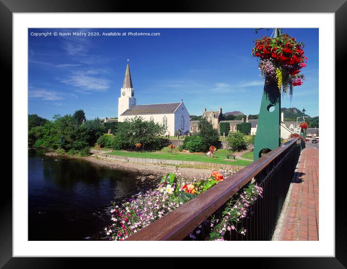 A view of the White Church Comrie, Perthshire Framed Mounted Print by Navin Mistry