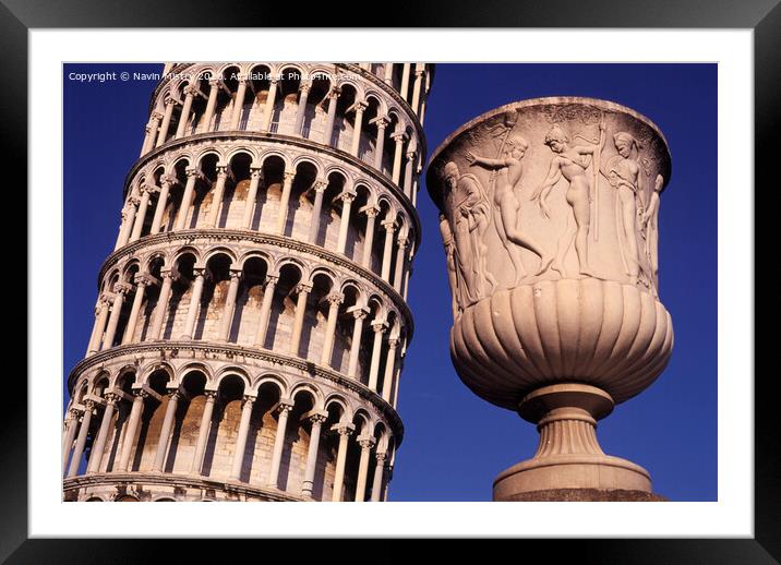 The Leaning Tower of Pisa and an Ornate Vase  Framed Mounted Print by Navin Mistry