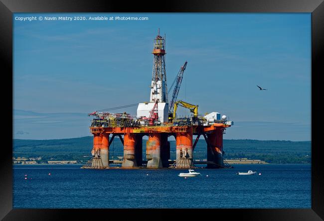 The Transocean Leader drilling rig moored in the Cromarty Firth Framed Print by Navin Mistry
