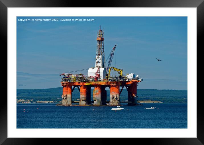 The Transocean Leader drilling rig moored in the Cromarty Firth Framed Mounted Print by Navin Mistry