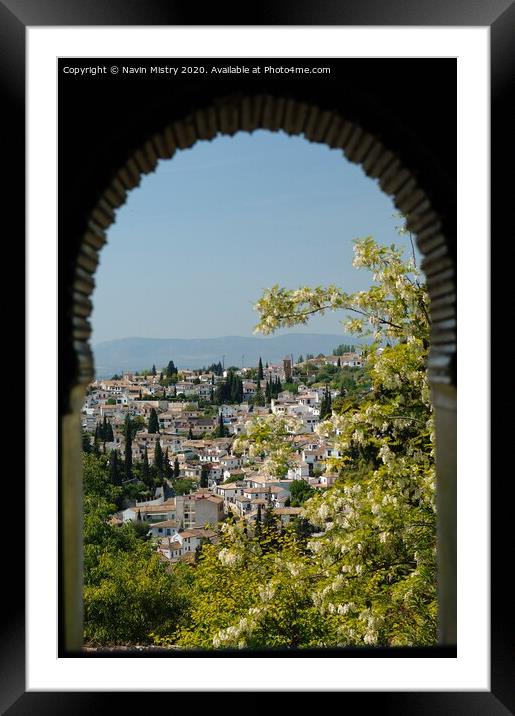 Granada from the Alhambra Palace, Spain Framed Mounted Print by Navin Mistry