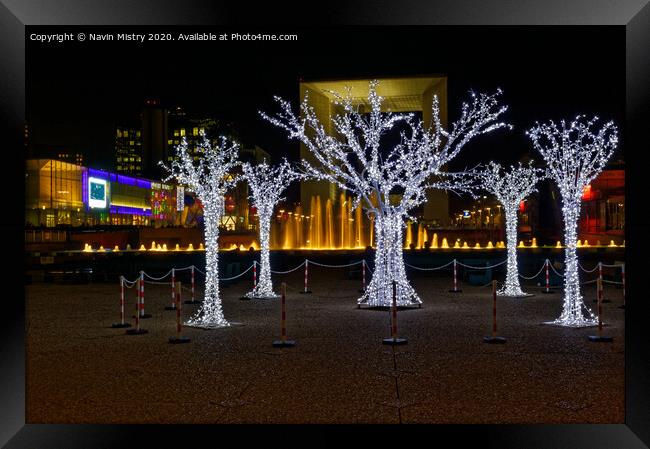 Christmas Illuminations, La Défense , Paris, France Framed Print by Navin Mistry