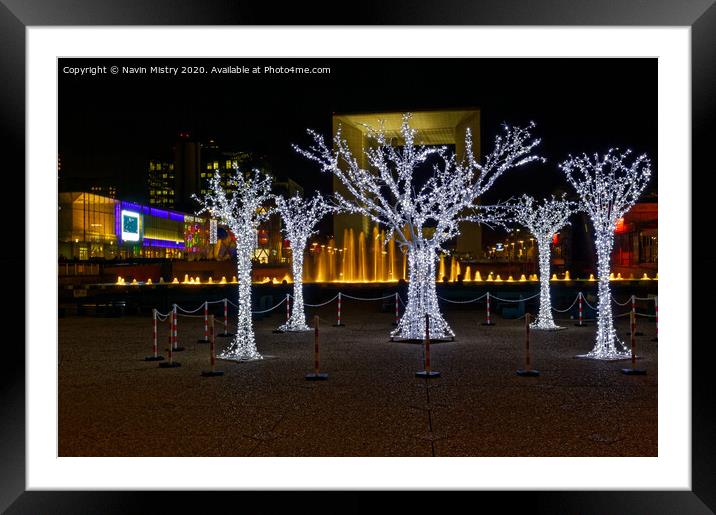 Christmas Illuminations, La Défense , Paris, France Framed Mounted Print by Navin Mistry