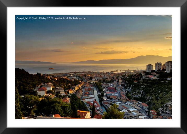 Sunset over Rijeka, Croatia  Framed Mounted Print by Navin Mistry
