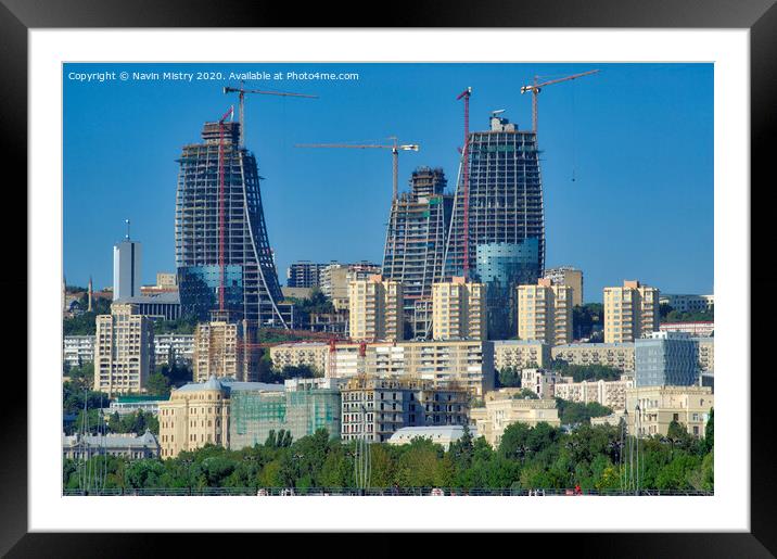 Baku, Azerbaijan, Construction of the Fairmont Bak Framed Mounted Print by Navin Mistry