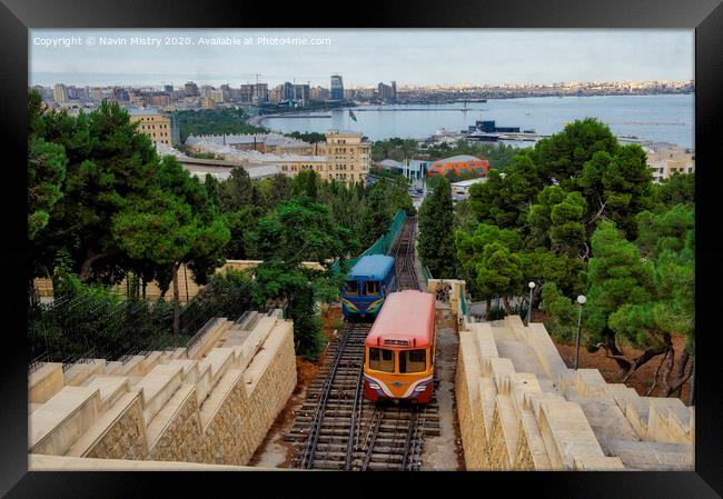 Baku Azerbaijan Baku Funicular Framed Print by Navin Mistry