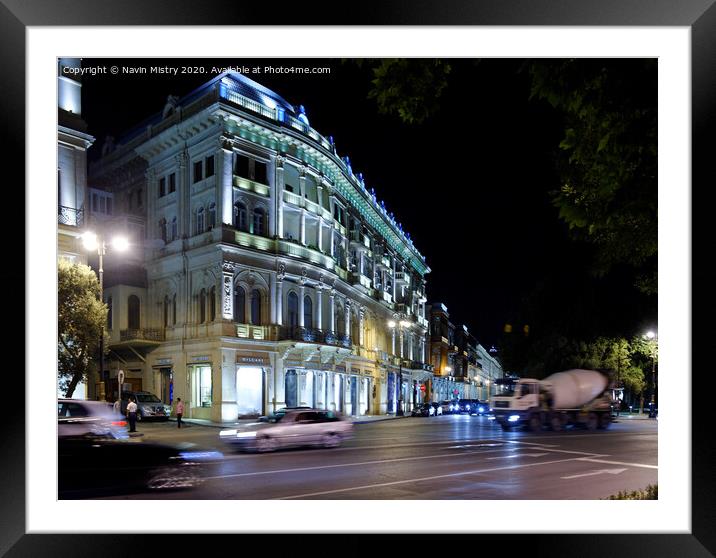 Baku Azerbaijan, Nightscene  Framed Mounted Print by Navin Mistry