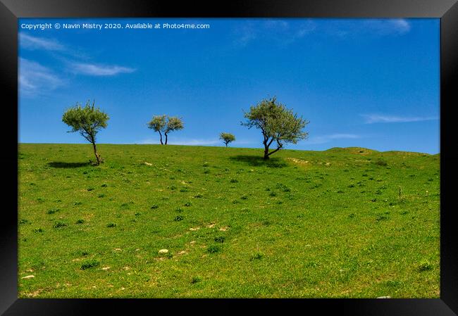 The lush green landscape close to the Besh Barmag (Five Finger) Mountain, Baku, Azerbaijan Framed Print by Navin Mistry