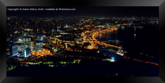 Cityscape at night Baku, Azerbaijan 2010.  Framed Print by Navin Mistry