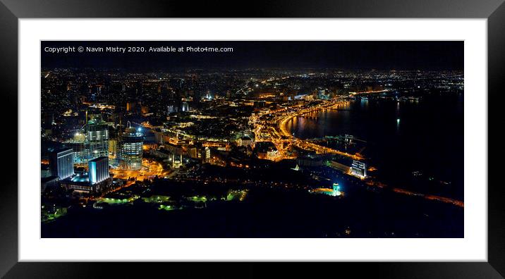 Cityscape at night Baku, Azerbaijan 2010.  Framed Mounted Print by Navin Mistry