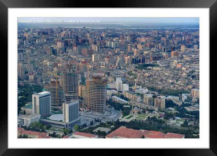 Flame Towers under construction, Baku, Azerbaijan 2010.   Framed Mounted Print by Navin Mistry