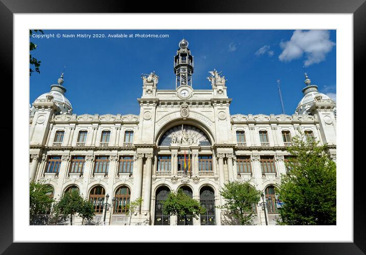 Central Post Office (Edificio de Correos y Telegrafos) Valencia, Spain Framed Mounted Print by Navin Mistry