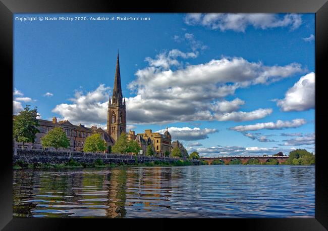 Perth Scotland and the River Tay with St. Matthew's Church Framed Print by Navin Mistry
