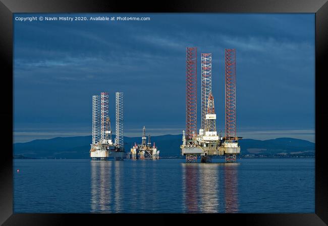 Drilling Rigs in the Cromarty Firth Framed Print by Navin Mistry
