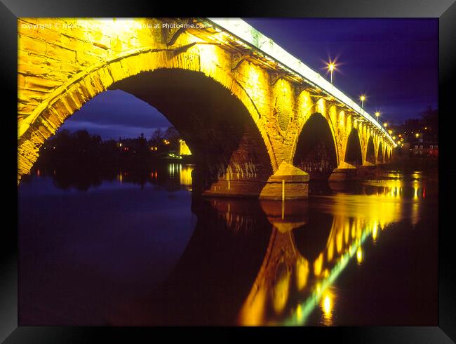 Perth Bridge (or Smeaton's Bridge) lit up at night Framed Print by Navin Mistry